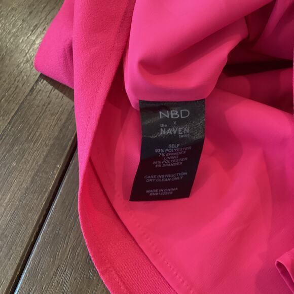 NBD X THE NAVEN TWINS Hot Pink Mini Dress One Shoulder Barbie Core Size M - Picture 6 of 8